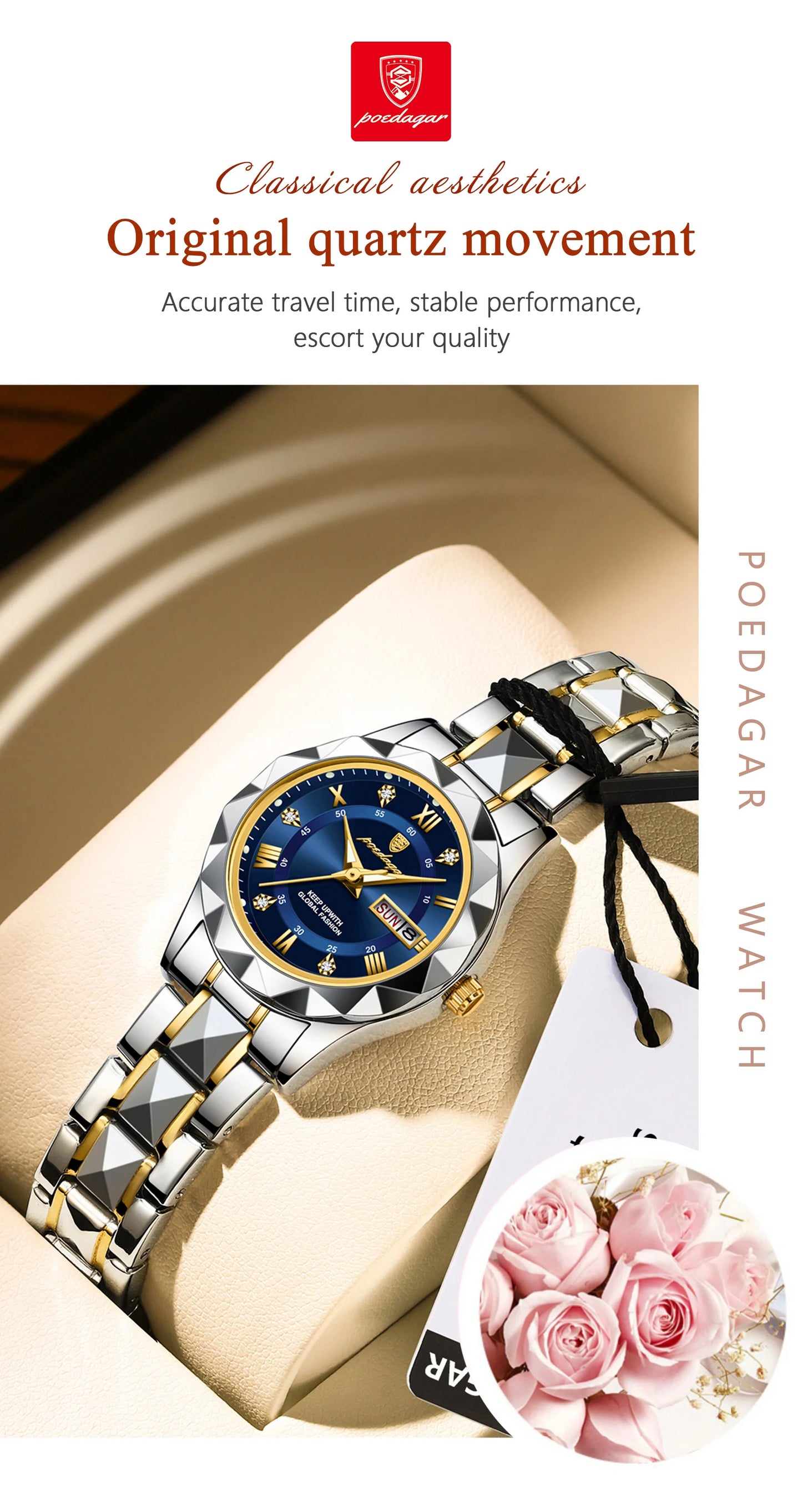 POEDAGAR Luxury Ladies Dress Watch