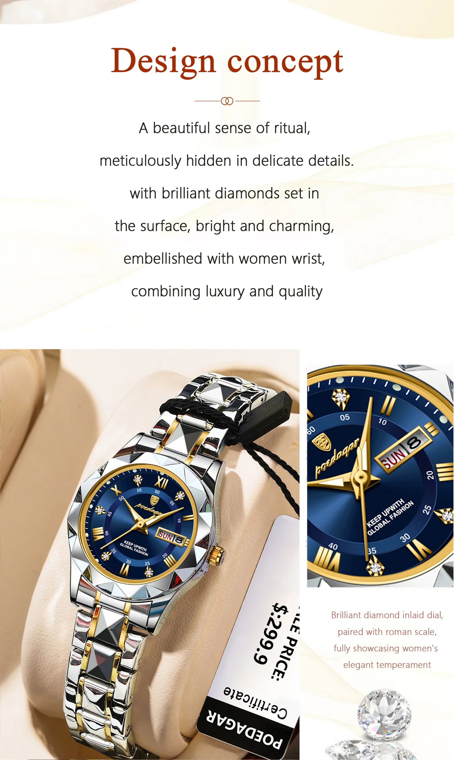 POEDAGAR Luxury Ladies Dress Watch