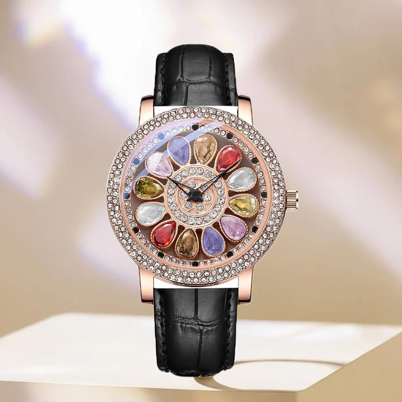 JRANDE Diamond-Set Watch for Women