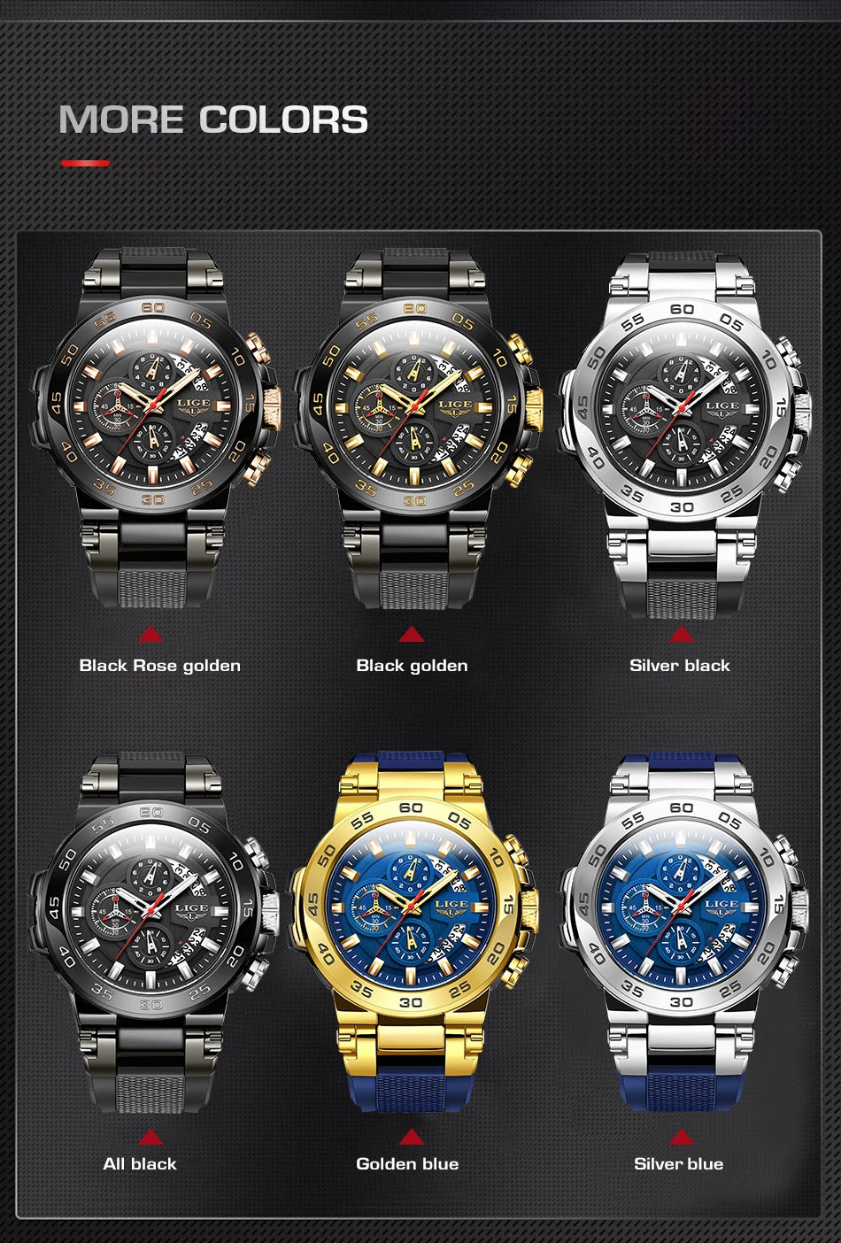 LIGE Luxury Mens Watches