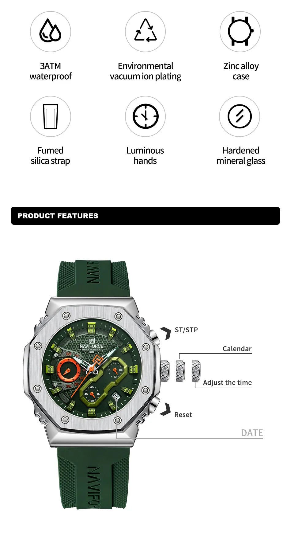 NAVIFORCE Fashion Trend Watch for men