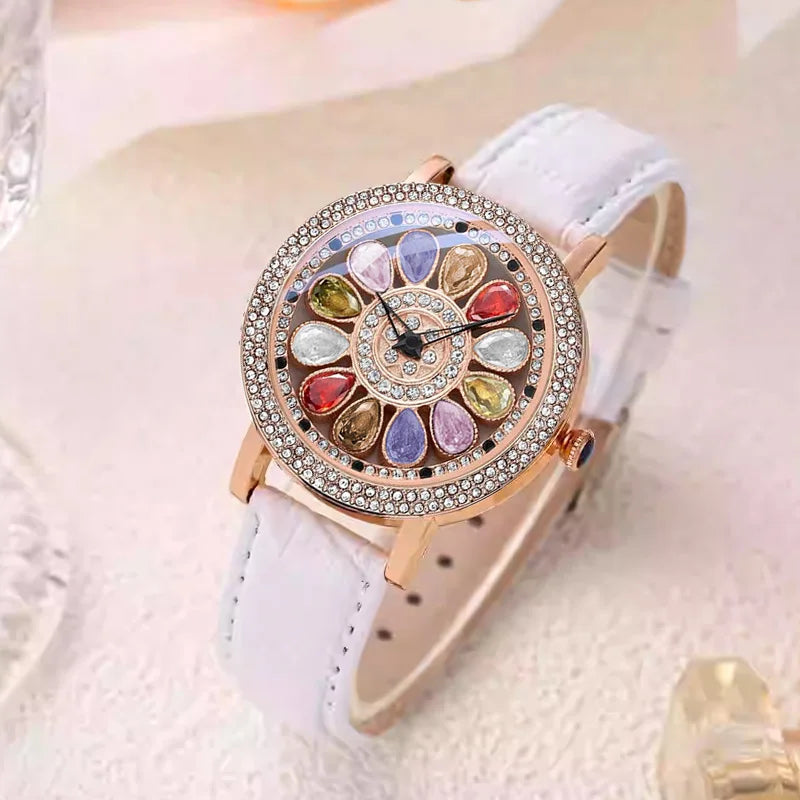 JRANDE Diamond-Set Watch for Women