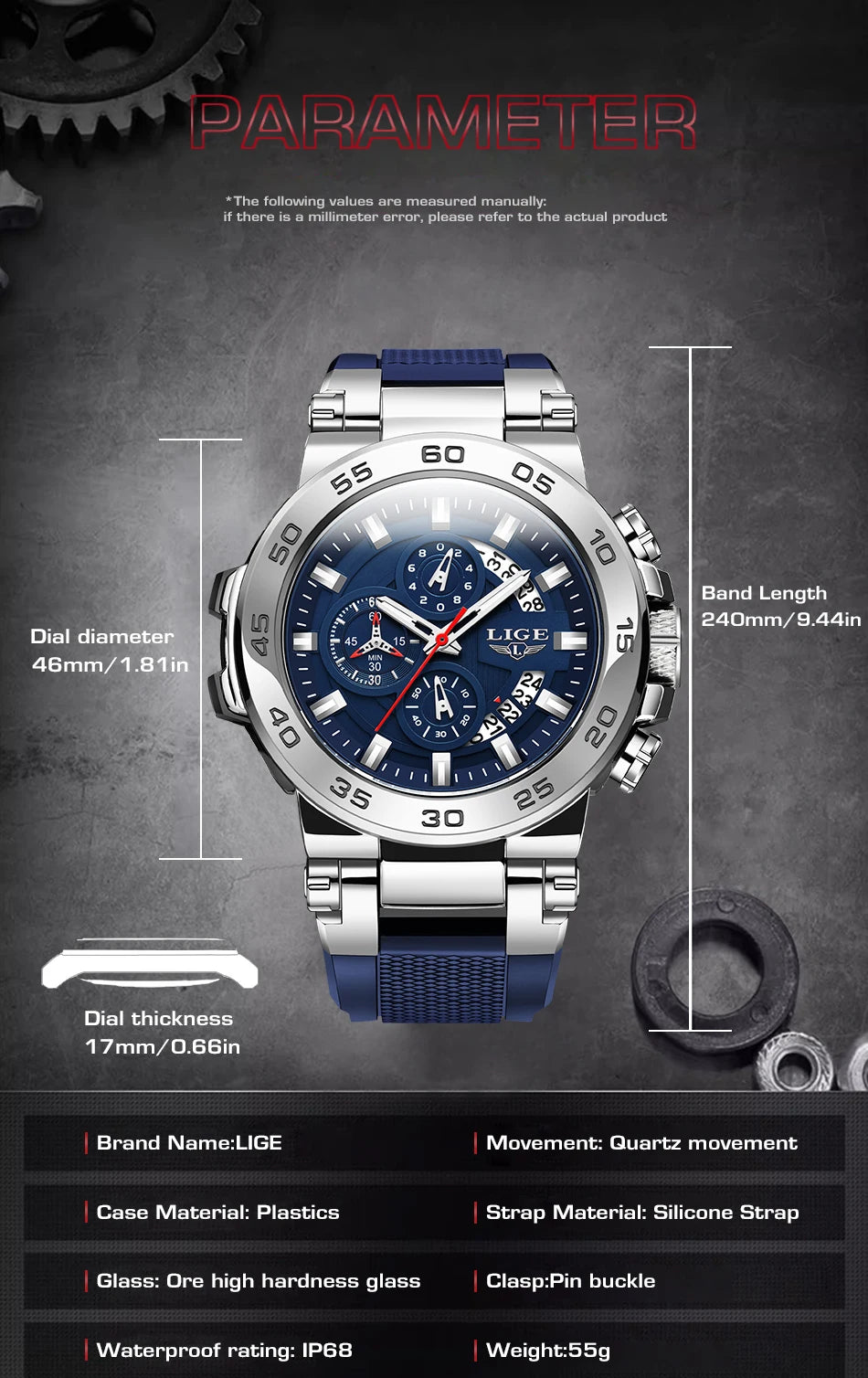 LIGE Luxury Mens Watches