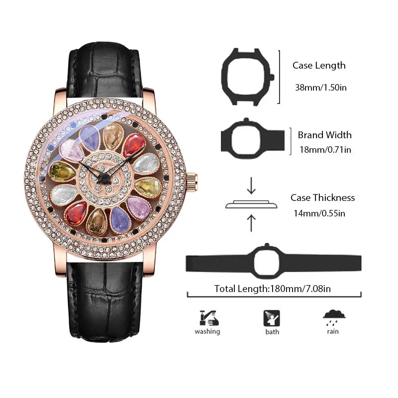 JRANDE Diamond-Set Watch for Women