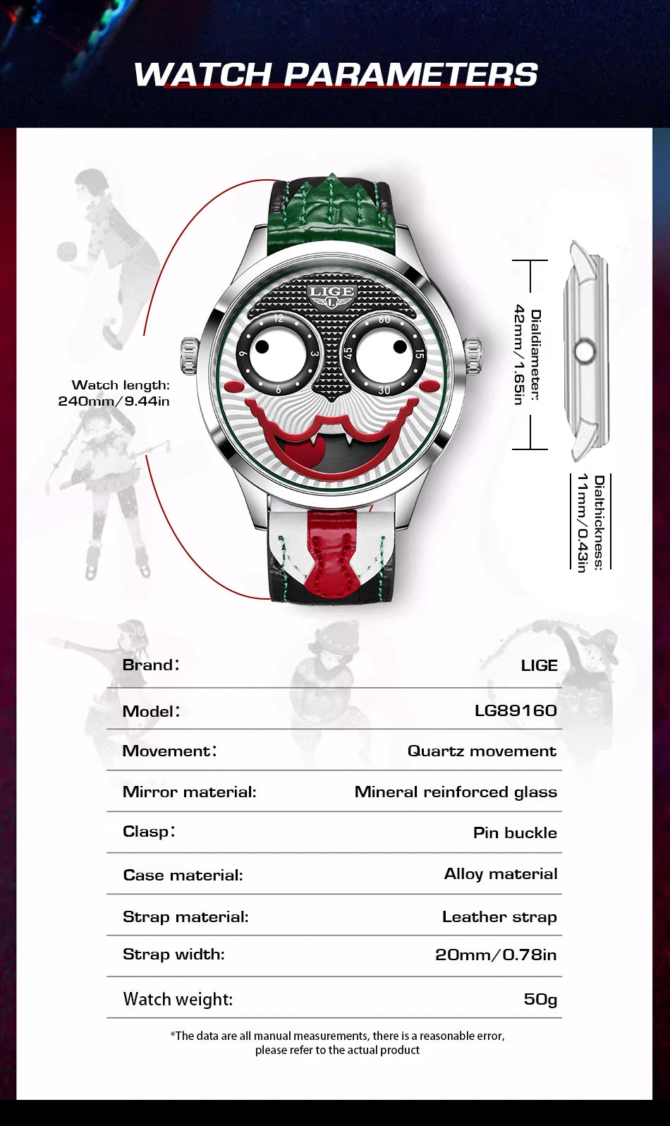 LIGE Cool Joker Watch Men