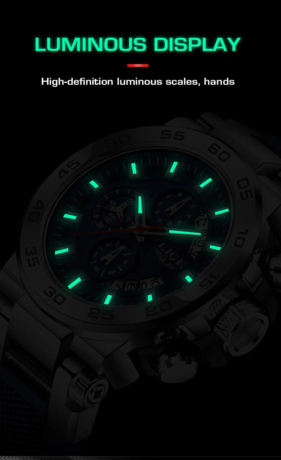 LIGE Luxury Mens Watches