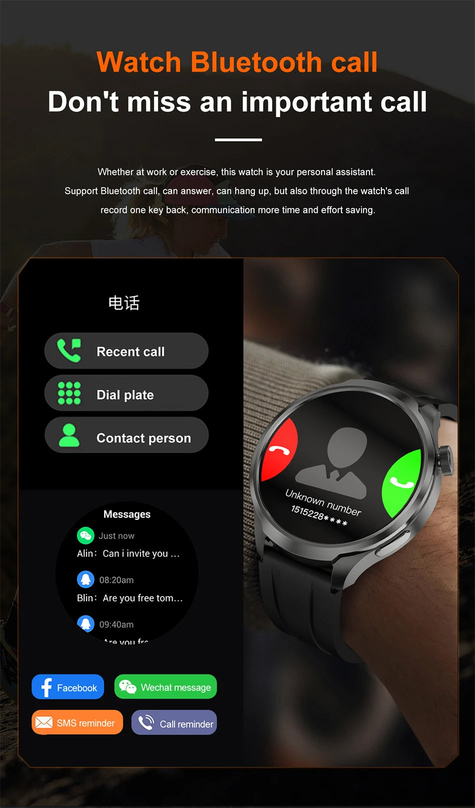 BOXUXING Amoled Screen Smartwatch