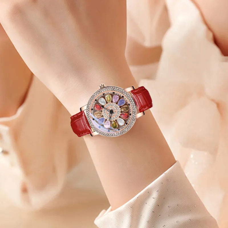 JRANDE Diamond-Set Watch for Women