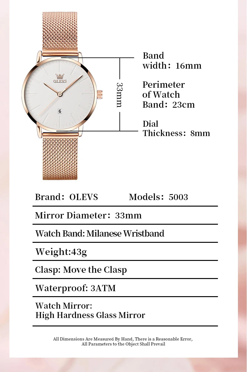 OLEVS Luxury Fashion Watch for Women