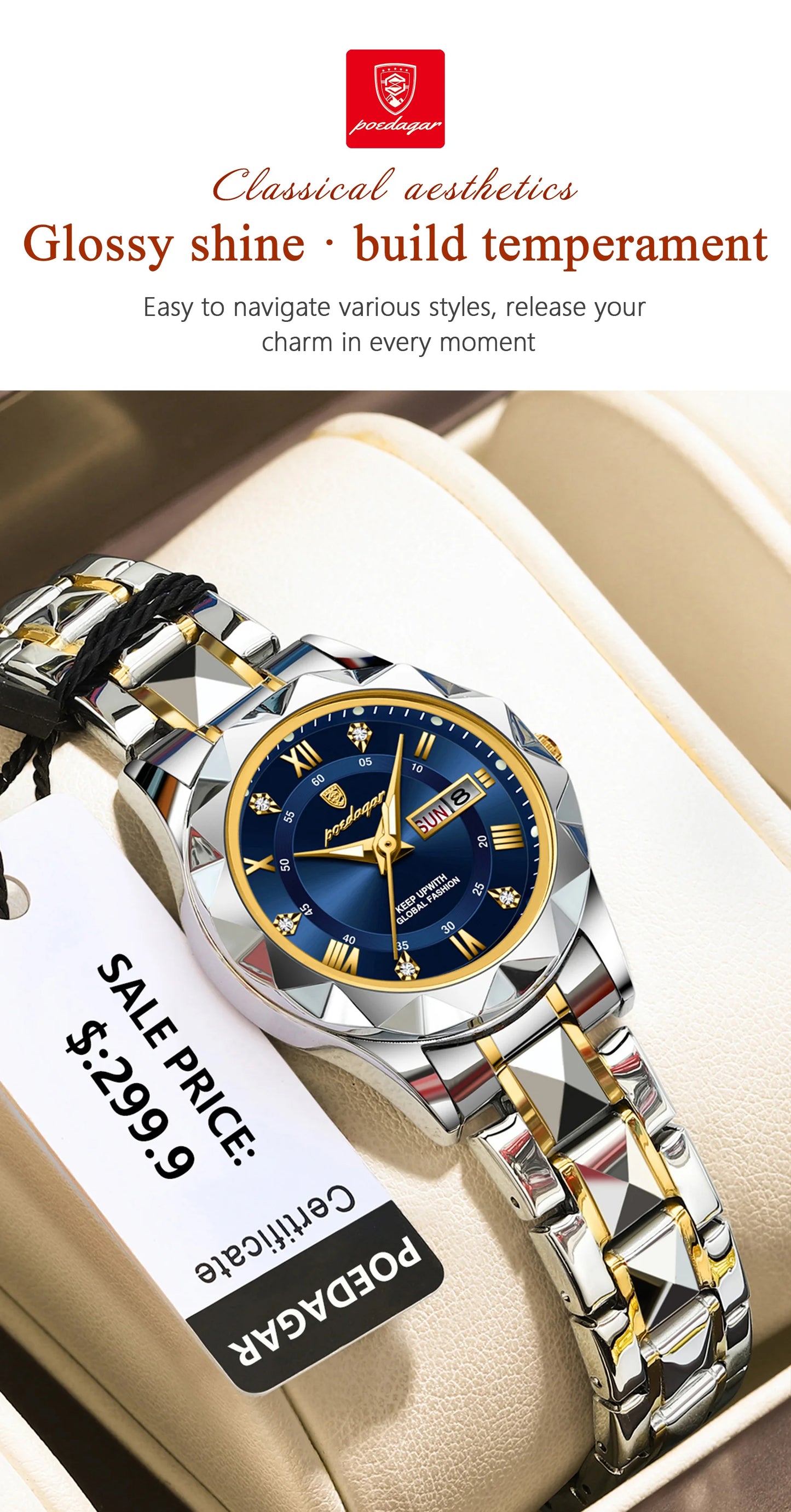 POEDAGAR Luxury Ladies Dress Watch